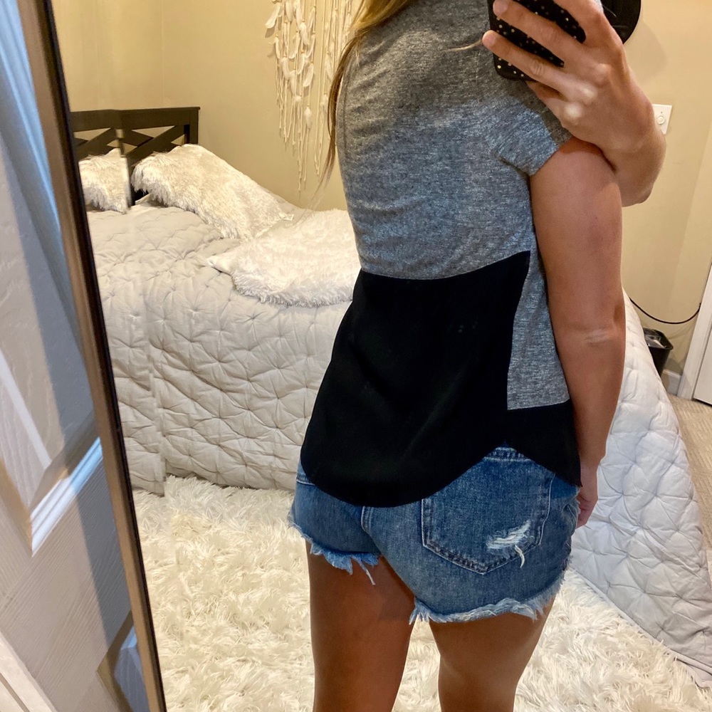 Grey And Black Color Block Top - image 2